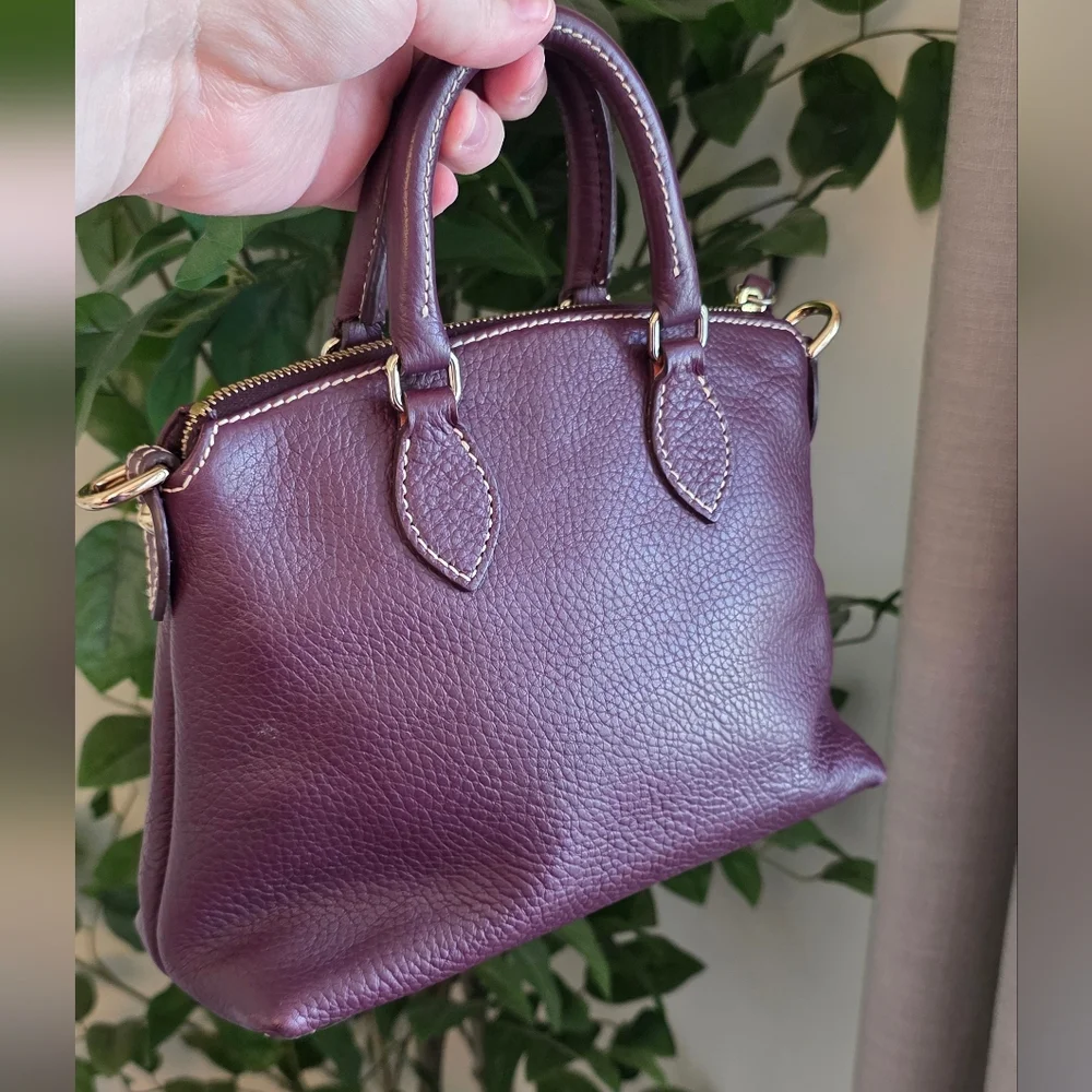 Dooney & Bourke Purple Pebble Leather Satchel - Picture 4 of 10